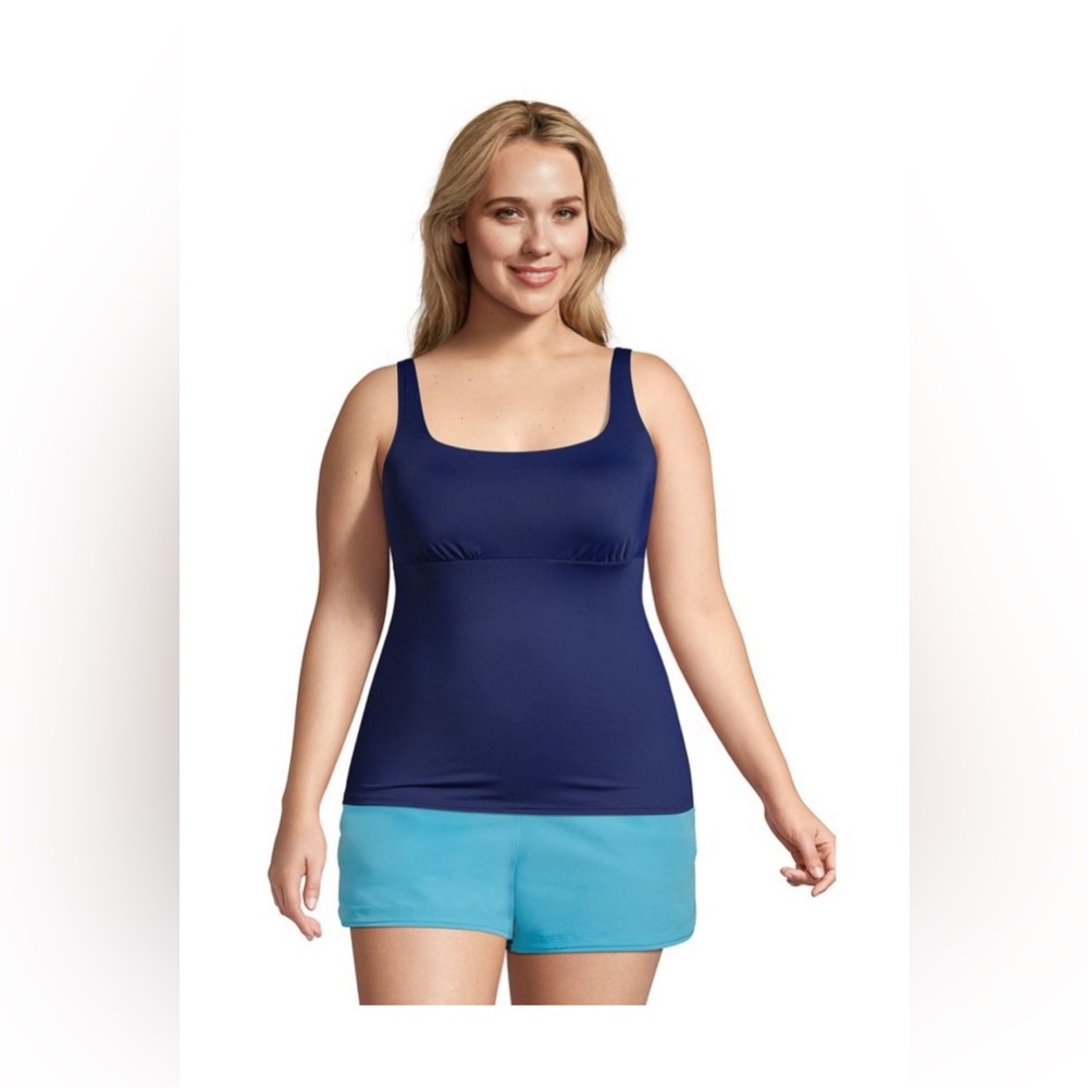 NWT Land’s End Women’s Plus Size Square Neck Underwire Tankini Swimsuit Top 22W